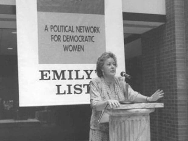 Image of Ellen R. Malcom, speaking at a podium.